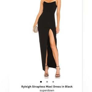 Revolve Super Down Ryleigh Long Tight Black Strapless Gown Size Small